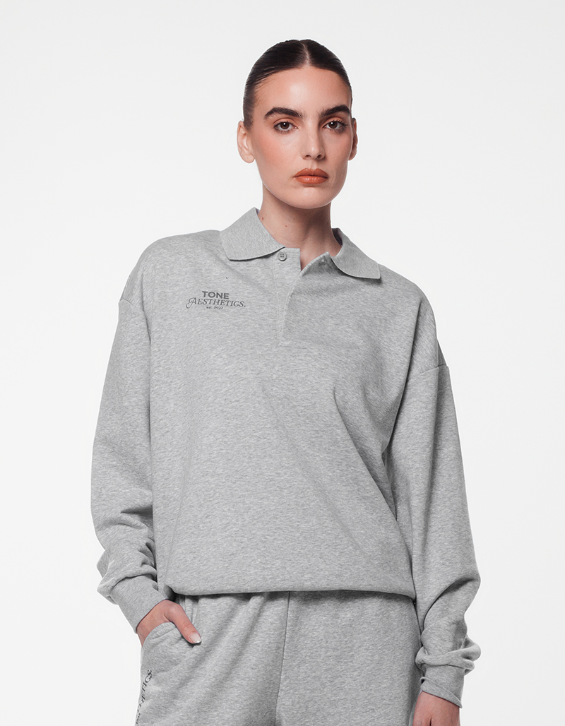 The Aesthetics Collared Sweatshirt - Heather Gray